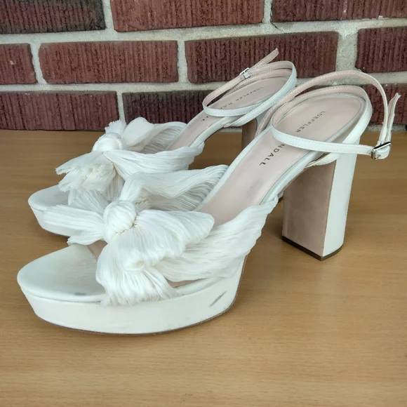 NWT Loeffler Randall Natalia Bow Platform Heels in Pearl Sz. 11